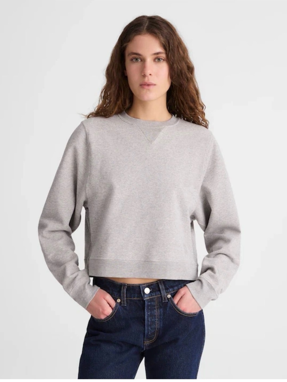 Madewell Crewneck Sweatshirt Womens Medium Gray Cropped Pullover Cotton